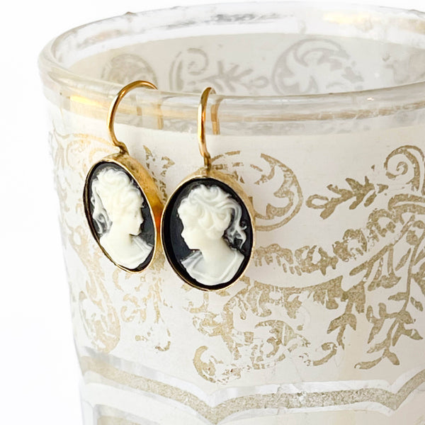 Nest Pretty Things - Small Black Cameo Earrings