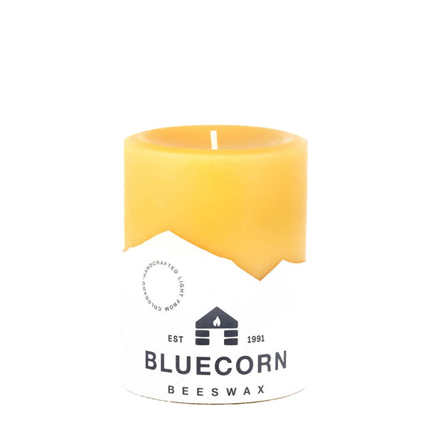 Bluecorn Candles - Beeswax Pillar Candles - 100% Pure, Dripless, 8 Sizes