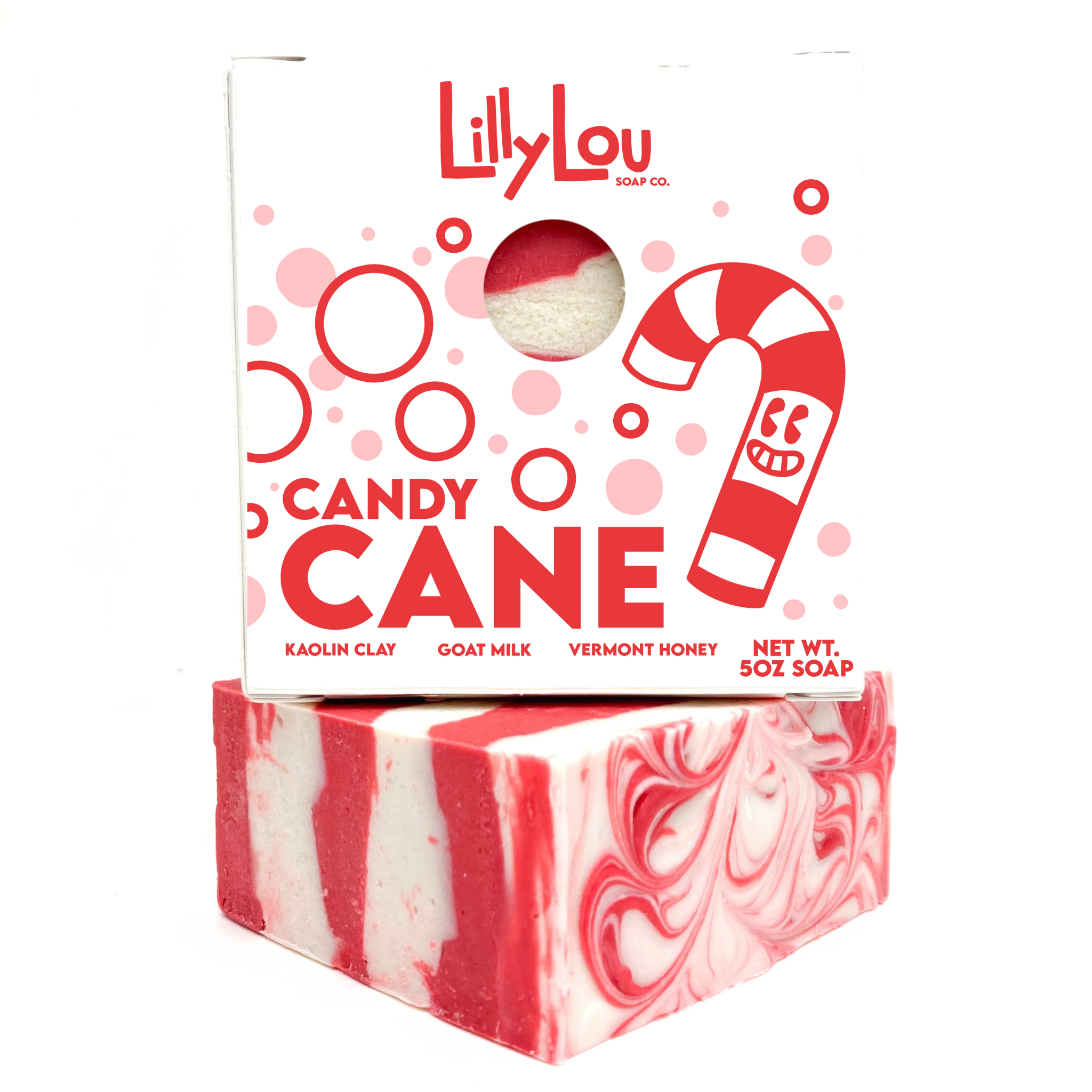Lilly Lou Soap Co. - Candy Cane Soap Bar | Christmas Soap | Goat Milk Soap Bar