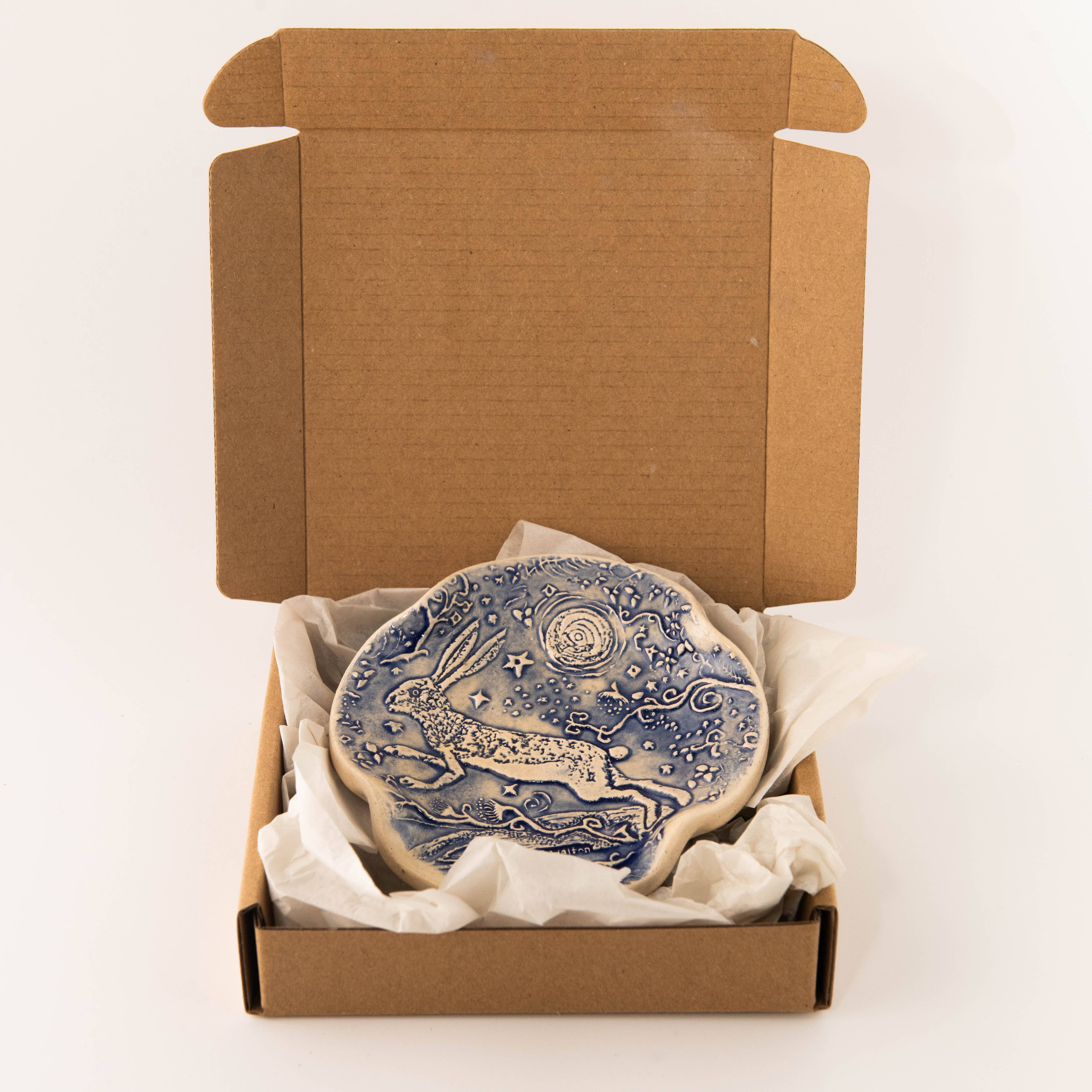 Earthen Relics - Blue Rabbit Moon Spoon Rest