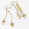 Nest Pretty Things -  Long Golden Brass Earrings With Glass and Crystal Beads