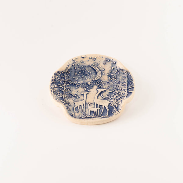 Earthen Relics - Blue Deer Moon Garden Spoon Rest