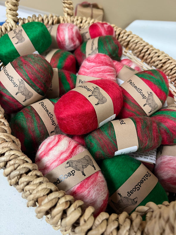 Twisted Purl LLC - Felted Soap Christmas Holiday Color 12 Pack Stocking Stuffer