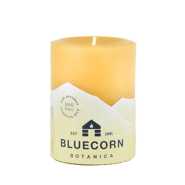 Bluecorn Candles - Scented Beeswax Pillar Candle - Essential Oils, 3x4in