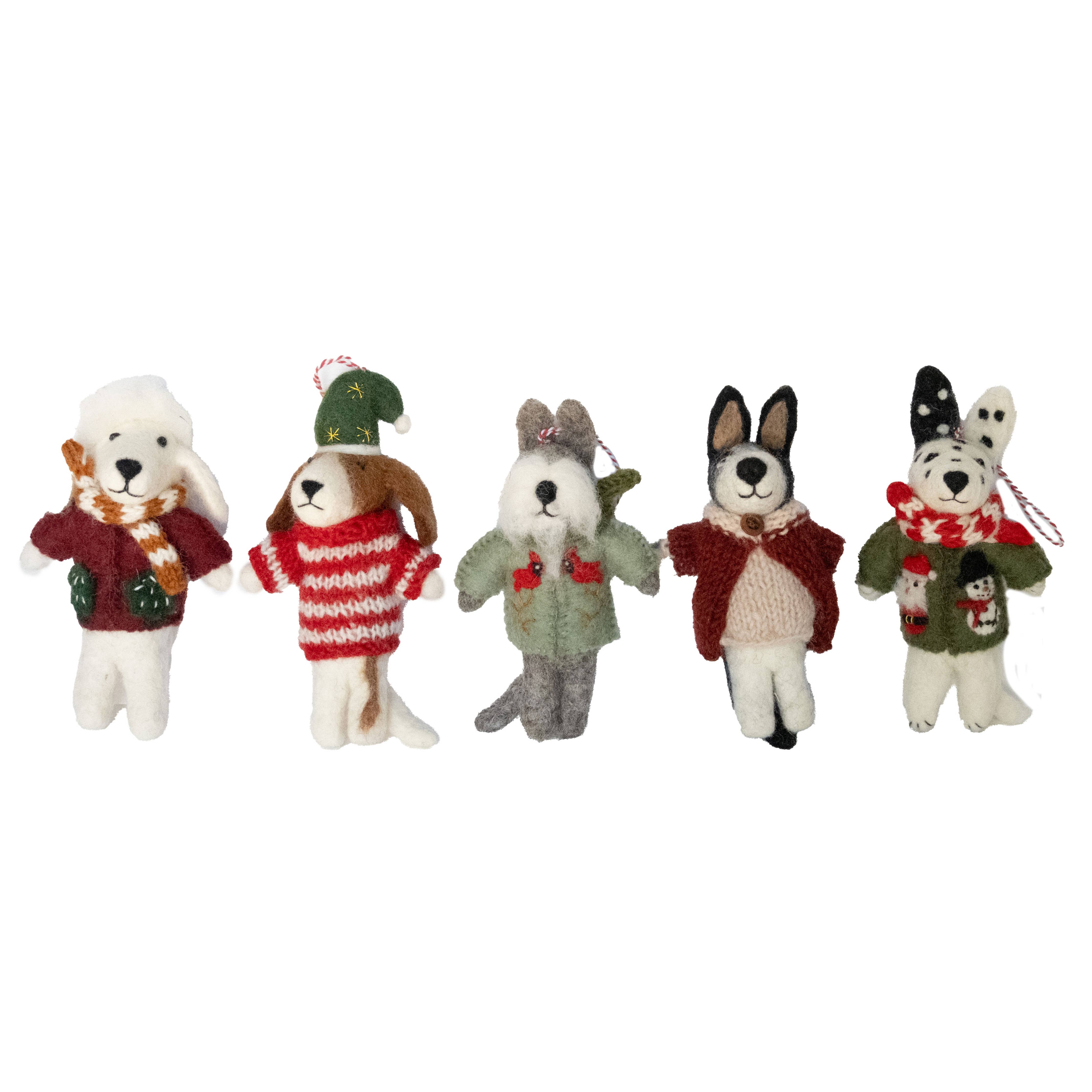 The Winding Road - Ornament - Dog Felt with Handknit Sweater