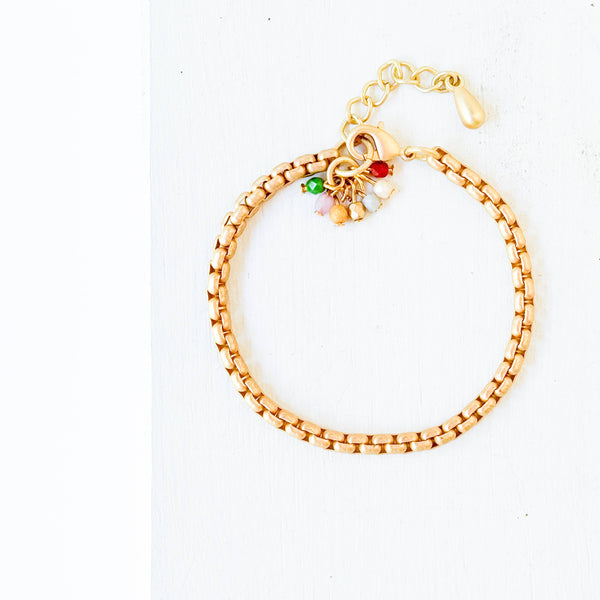 Nest Pretty Things - Adjustable Thick Gold Chain Bracelet With Tiny Bead Cluster