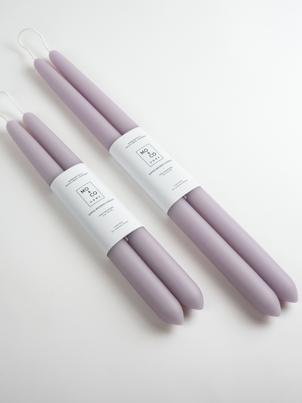 Mo&Co Home - Lavender | Dipped Beeswax Taper Candles | All Natural