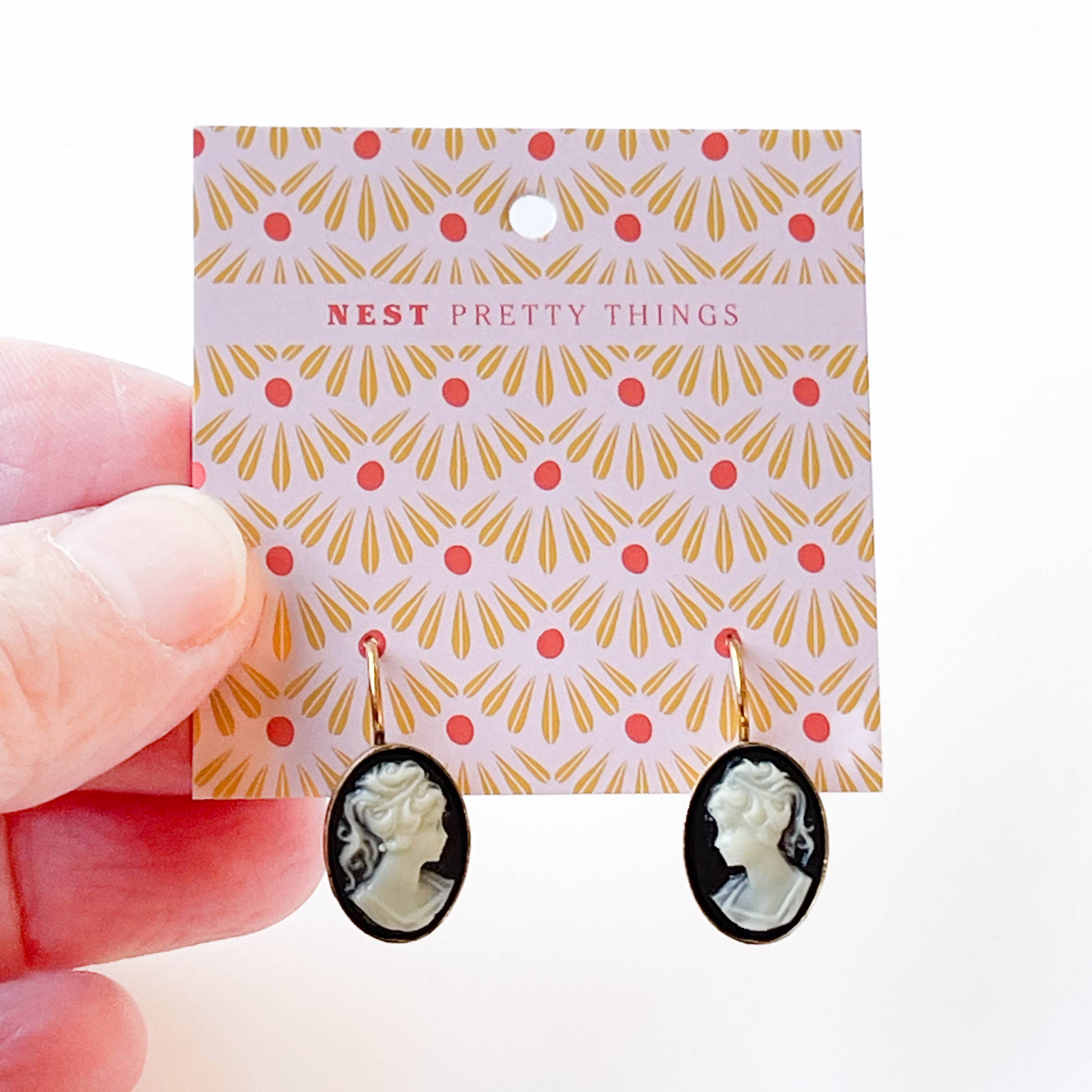 Nest Pretty Things - Small Black Cameo Earrings