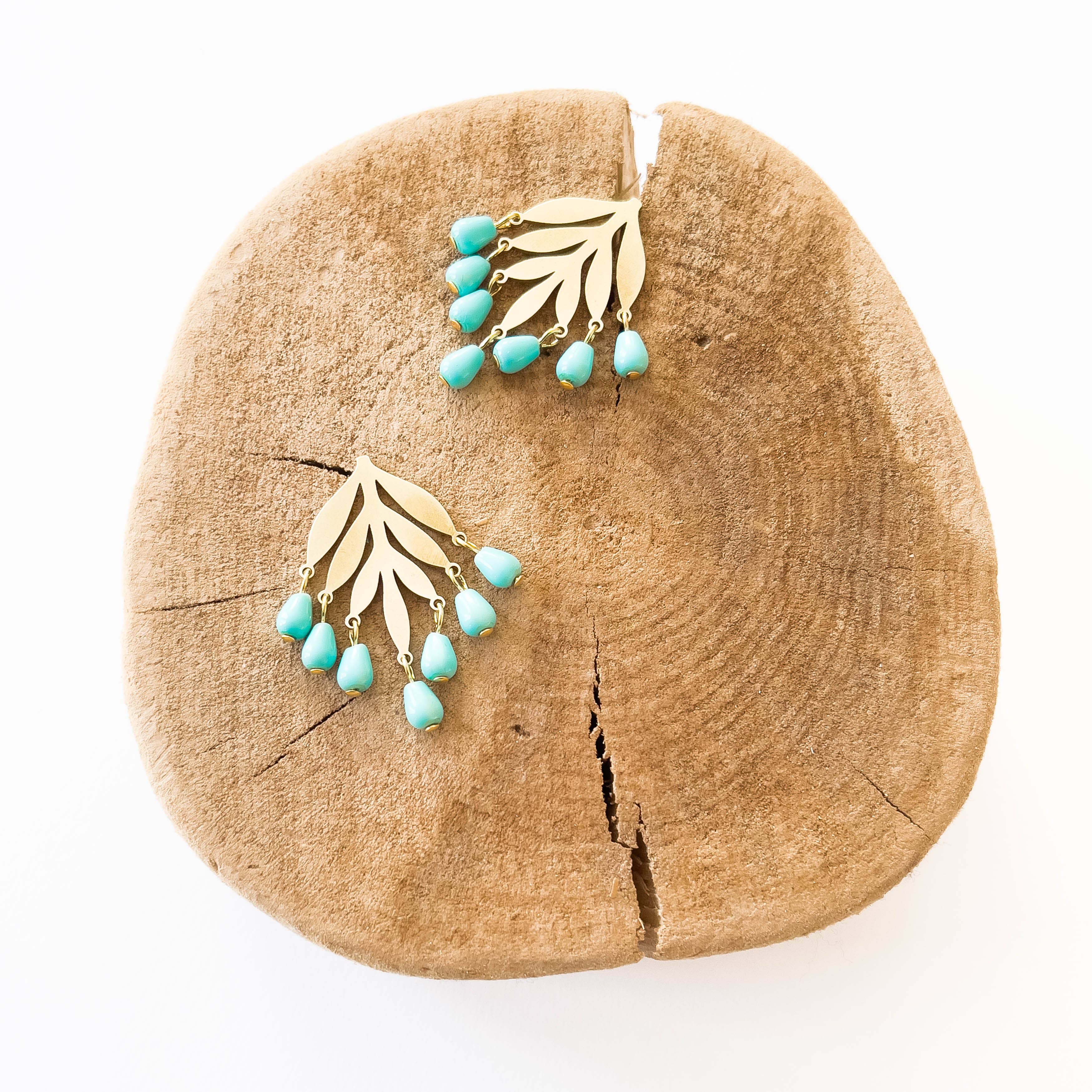 Nest Pretty Things - Turquoise Beaded Botanical Chandelier Studs For Spring