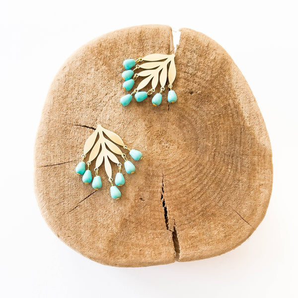 Nest Pretty Things - Turquoise Beaded Botanical Chandelier Studs For Spring