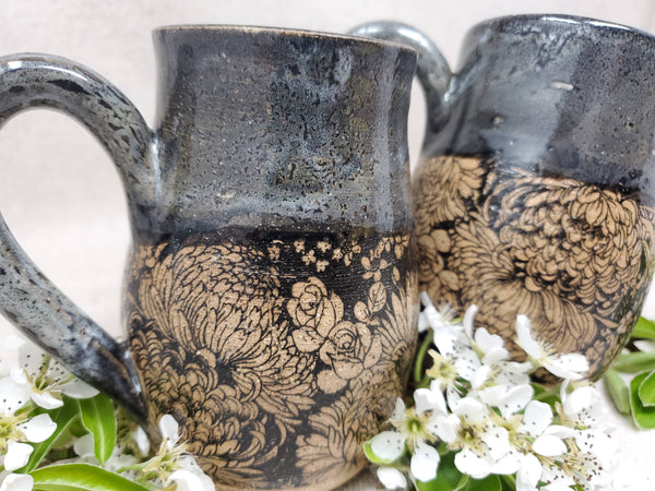 Turtle Hollow Pottery - Flower Garden in Snow Storm -Mug