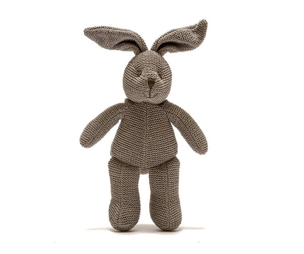 Best Years Ltd - Knitted Organic Cotton Grey Bunny Baby Rattle