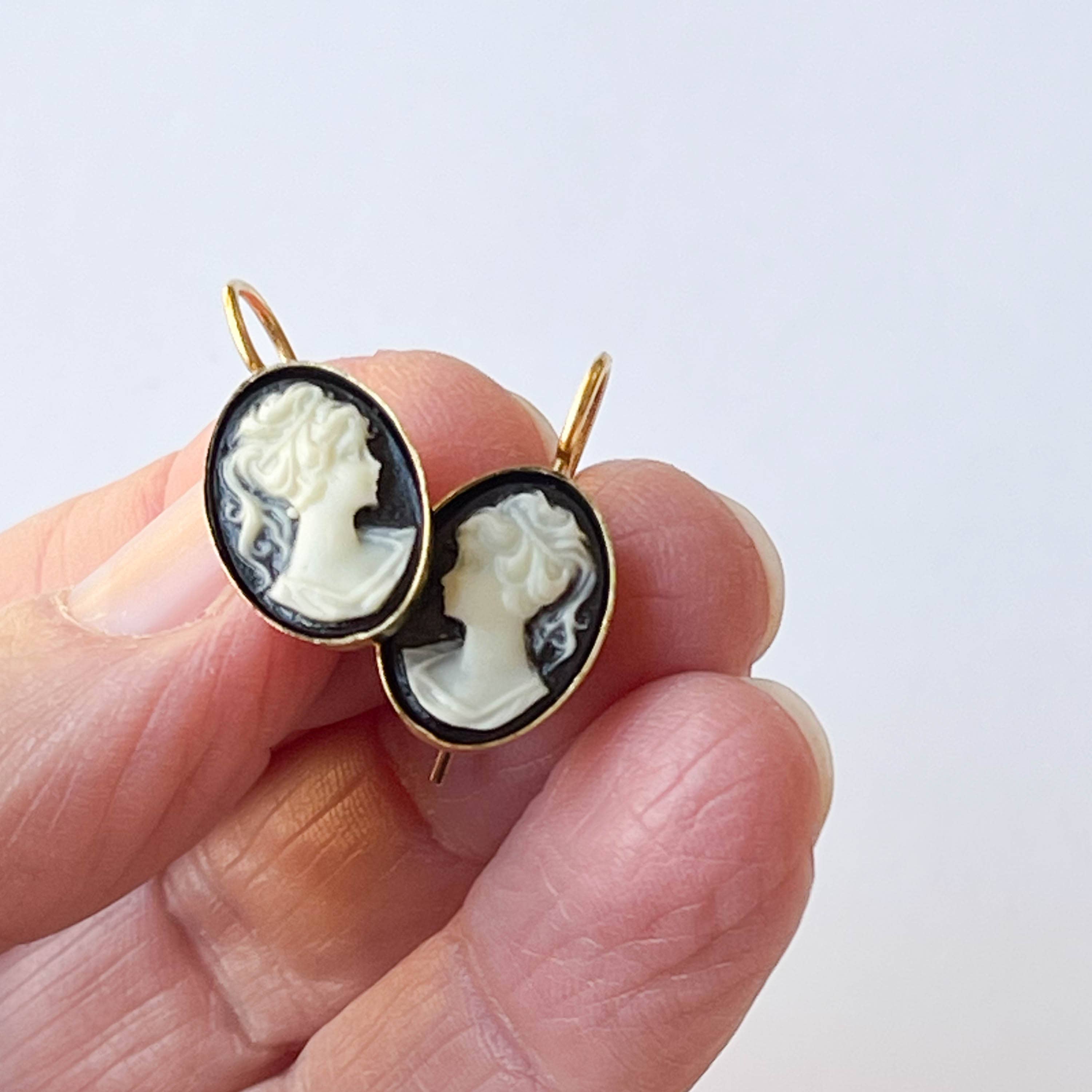 Nest Pretty Things - Small Black Cameo Earrings