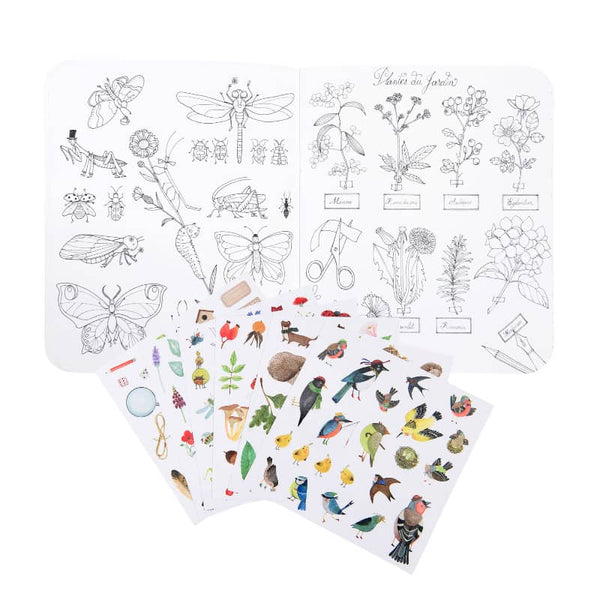 Moulin Roty Coloring Book w/ stickers Little - Botanist/Garden Theme