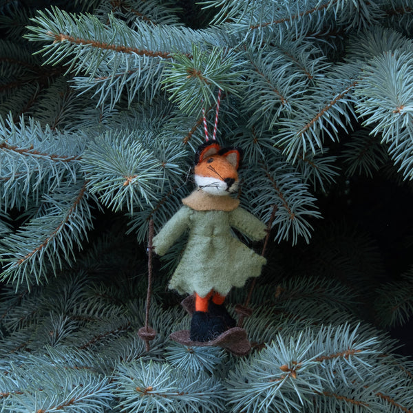 The Winding Road - Ornament - Christmas Decor - Fox on Skis, Assorted