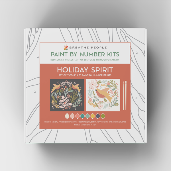 Breathe People - Holiday Spirit Meditative Art Paint by Number Kit+ Easel