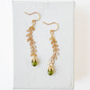 Nest Pretty Things - Long Gold Chevron and Green Bead Earrings