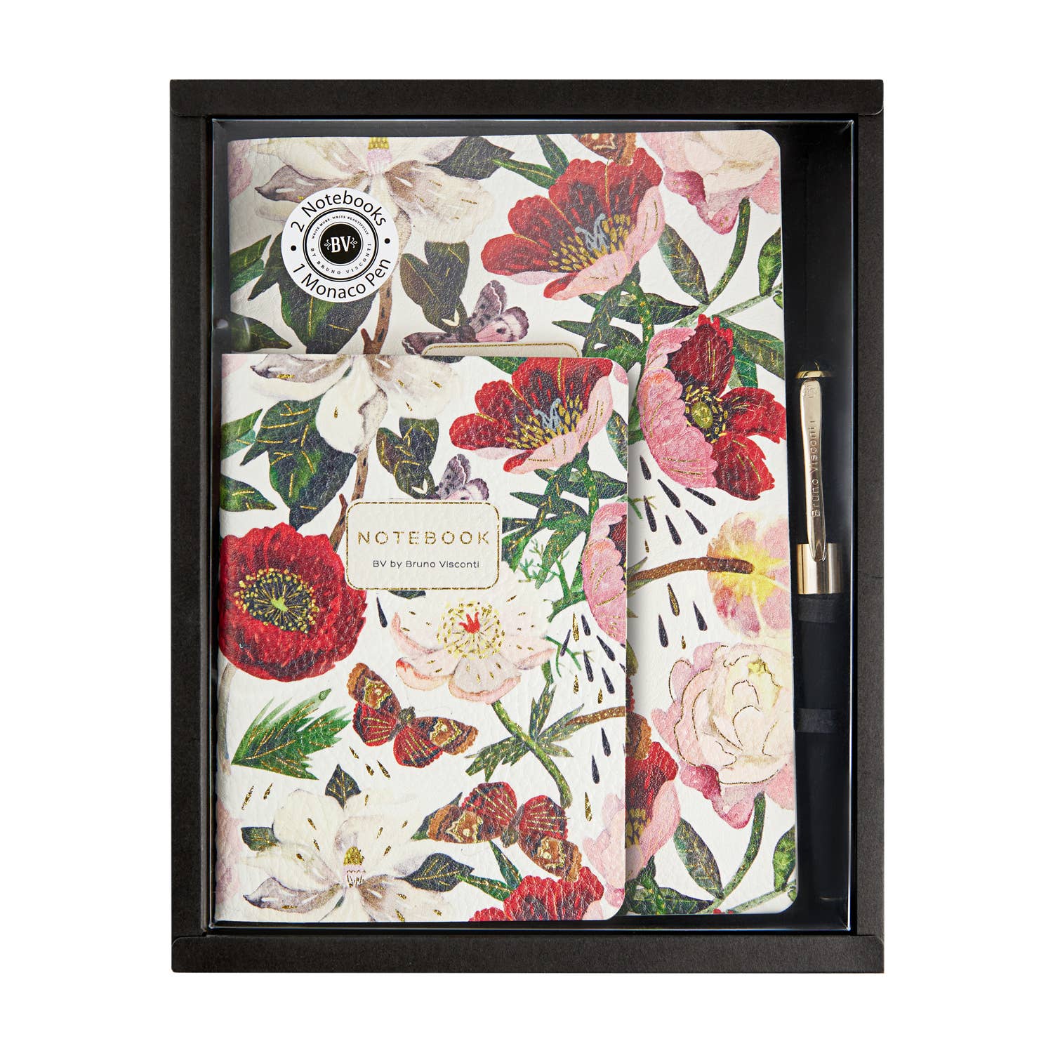 BV by Bruno Visconti - 3 Piece Set - Peonies  - 2 Notebooks + Monaco Pen  