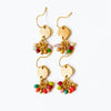 Nest Pretty Things - Small Cute Brass Earrings With Tiny Beaded Clusters