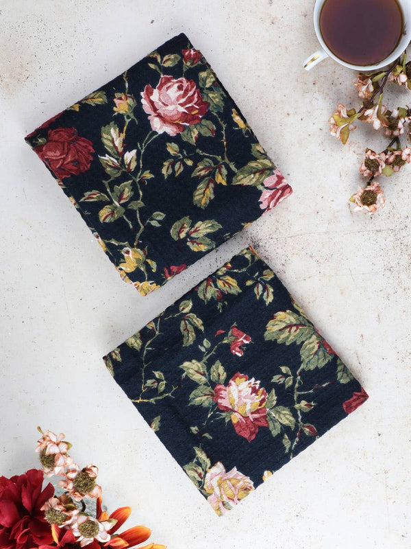 April Cornell - Winter Rose Tea Towel Set of 2 - Black