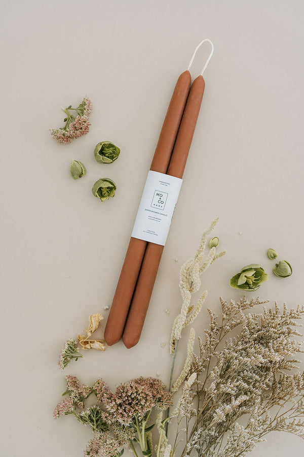 Mo&Co Home - Terra Cotta | Dipped Beeswax Taper Candles | All Natural