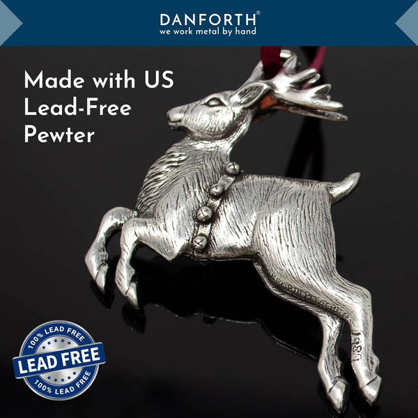 Danforth Pewter | Handcrafted Heirloom Quality Gifts - Reindeer 1989 | Pewter Ornament | Annual Ornament