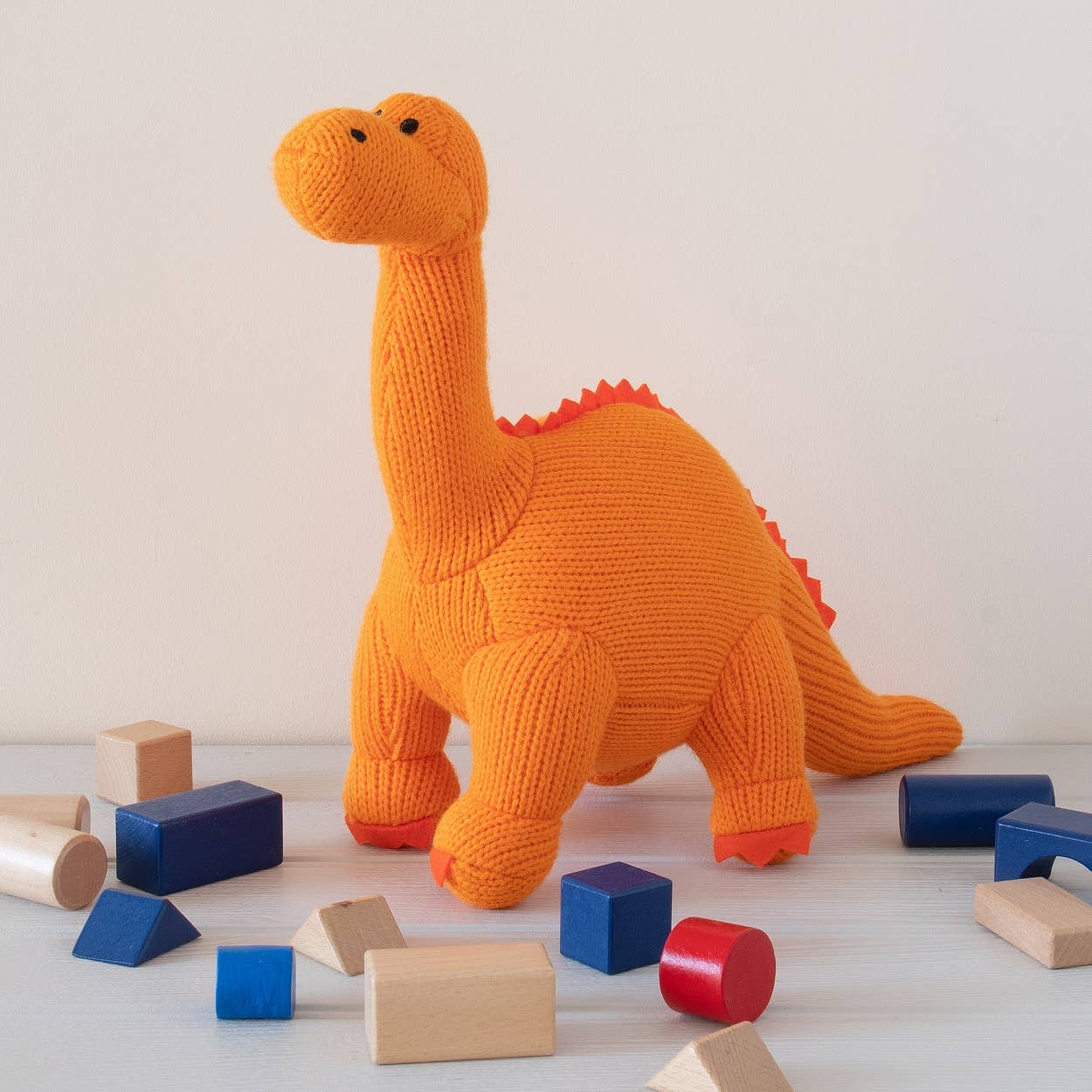 Best Years Ltd - Knitted Orange Diplodocus Dinosaur Plush Toy