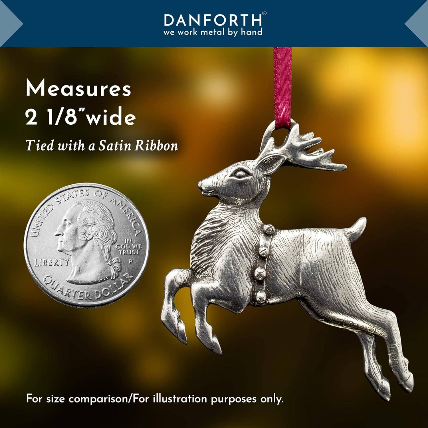 Danforth Pewter | Handcrafted Heirloom Quality Gifts - Reindeer 1989 | Pewter Ornament | Annual Ornament