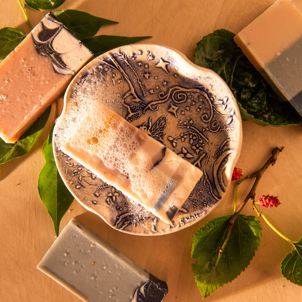 Earthen Relics - Blue Bee Garden Spoon Rest