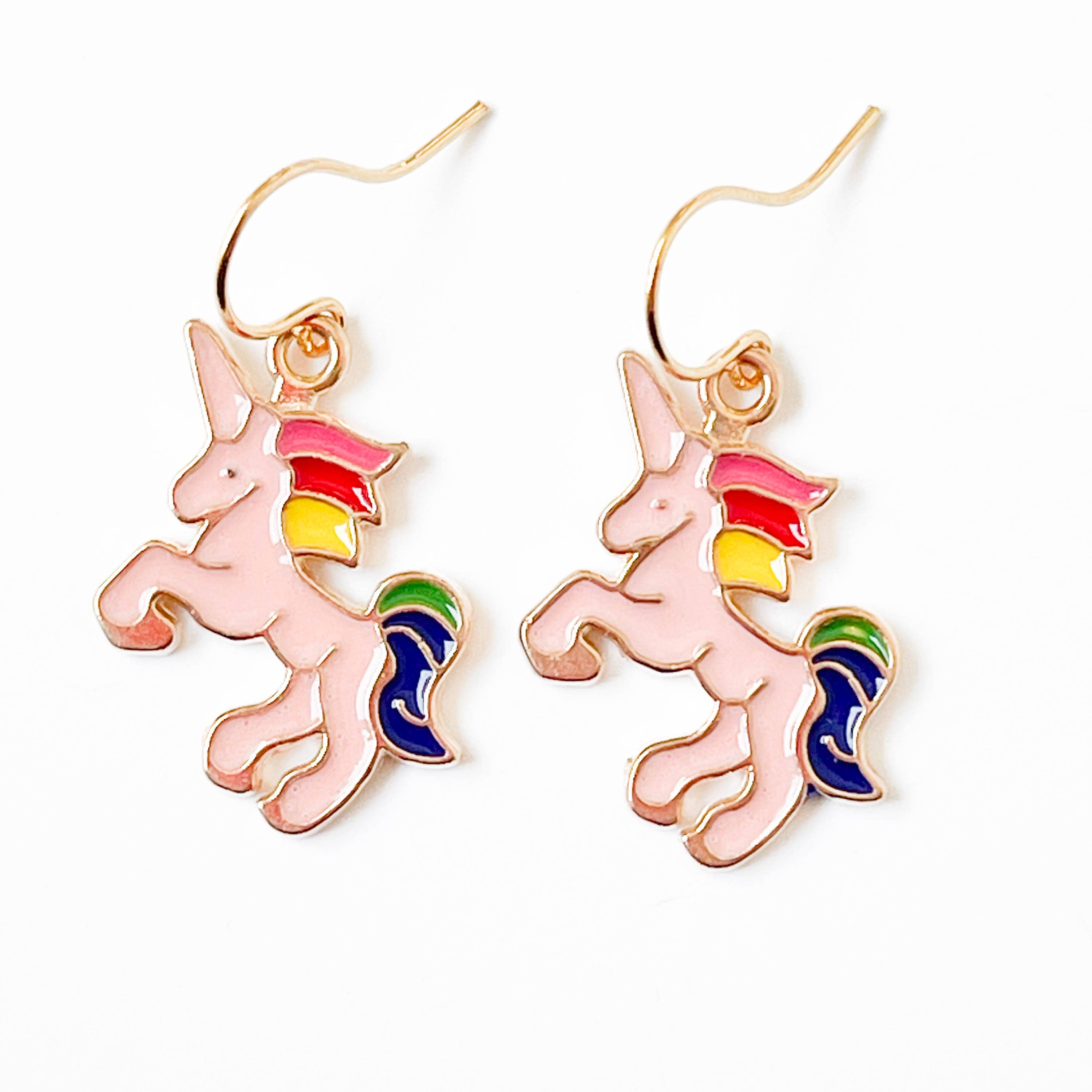 Kids Tiny Cute Charm Earrings and Clip-Ons Stocking stuffers: Pink Elephant / Ear Wire