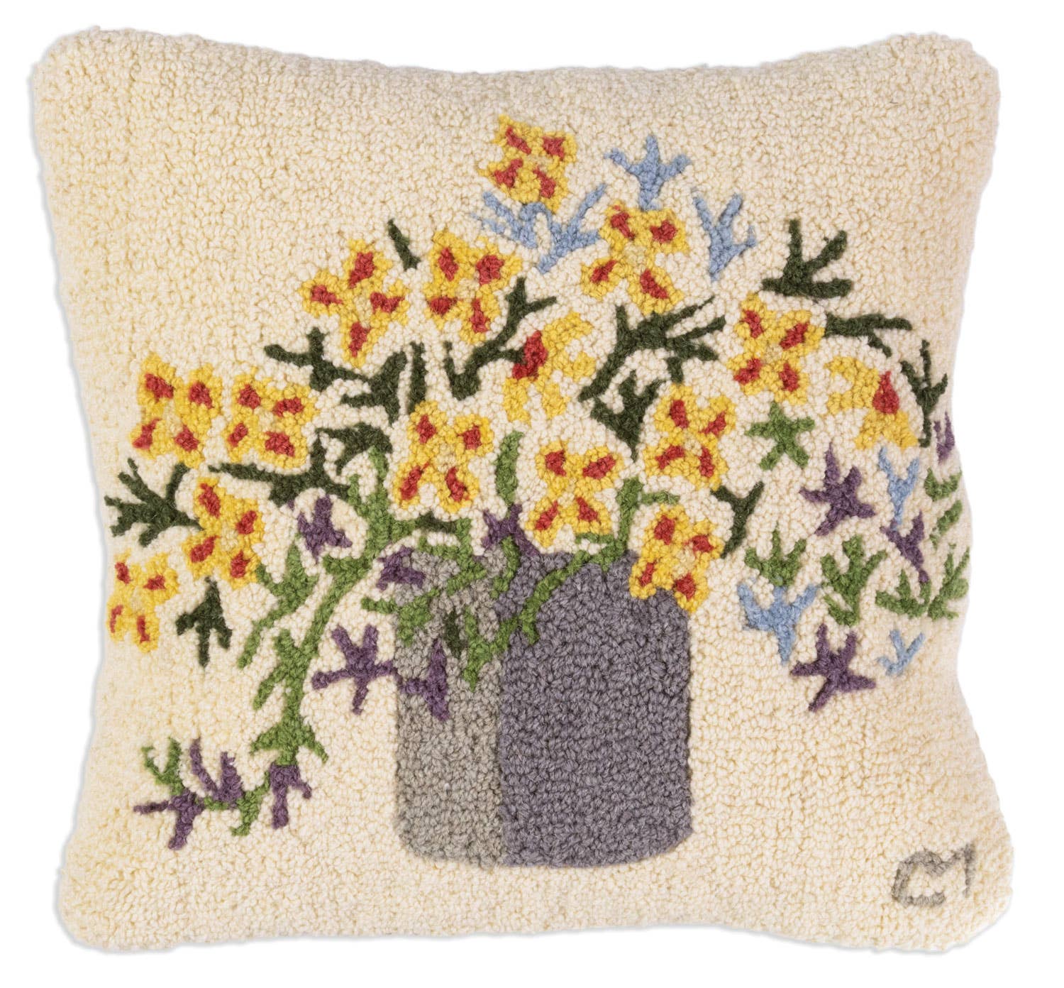 Chandler 4 Corners - Stone Crock Flowers 18x18 flower pillow gift for gardeners