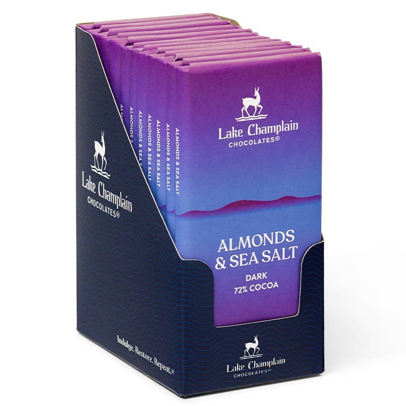 Lake Champlain Chocolates - Dark Almond & Sea Salt Signature Bar, Organic & Fair Trade