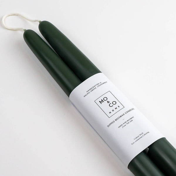 Mo&Co Home - Forest Green | Dipped Beeswax Taper Candles | All Natural