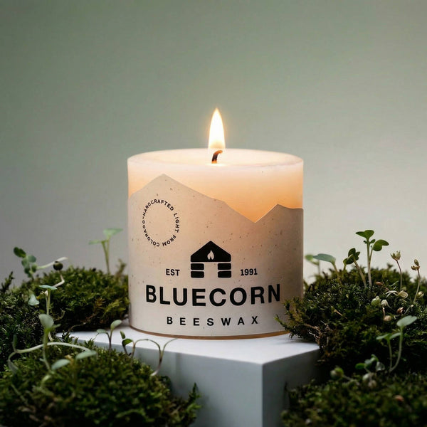 Bluecorn Candles - Beeswax Pillar Candles - 100% Pure, Dripless, 8 Sizes