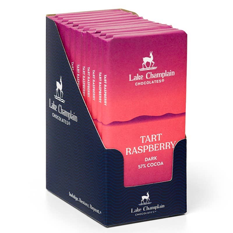 Lake Champlain Chocolates - Dark Choc Tart Raspberry Signature Bar, Organic & Fair Trade