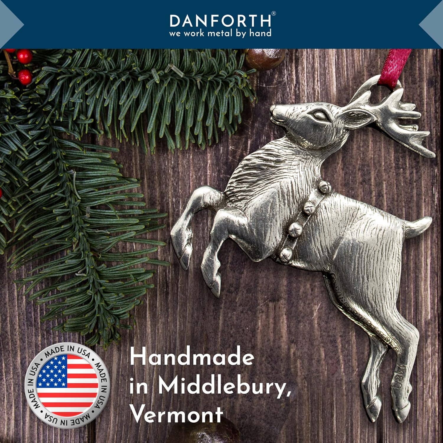 Danforth Pewter | Handcrafted Heirloom Quality Gifts - Reindeer 1989 | Pewter Ornament | Annual Ornament