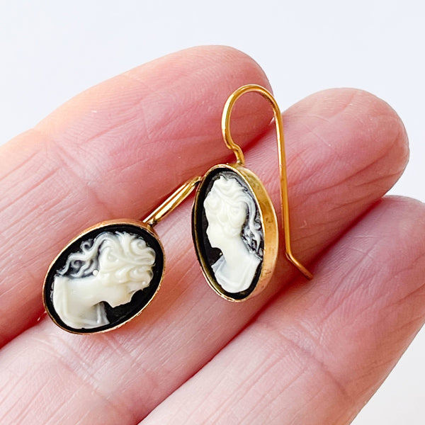 Nest Pretty Things - Small Black Cameo Earrings