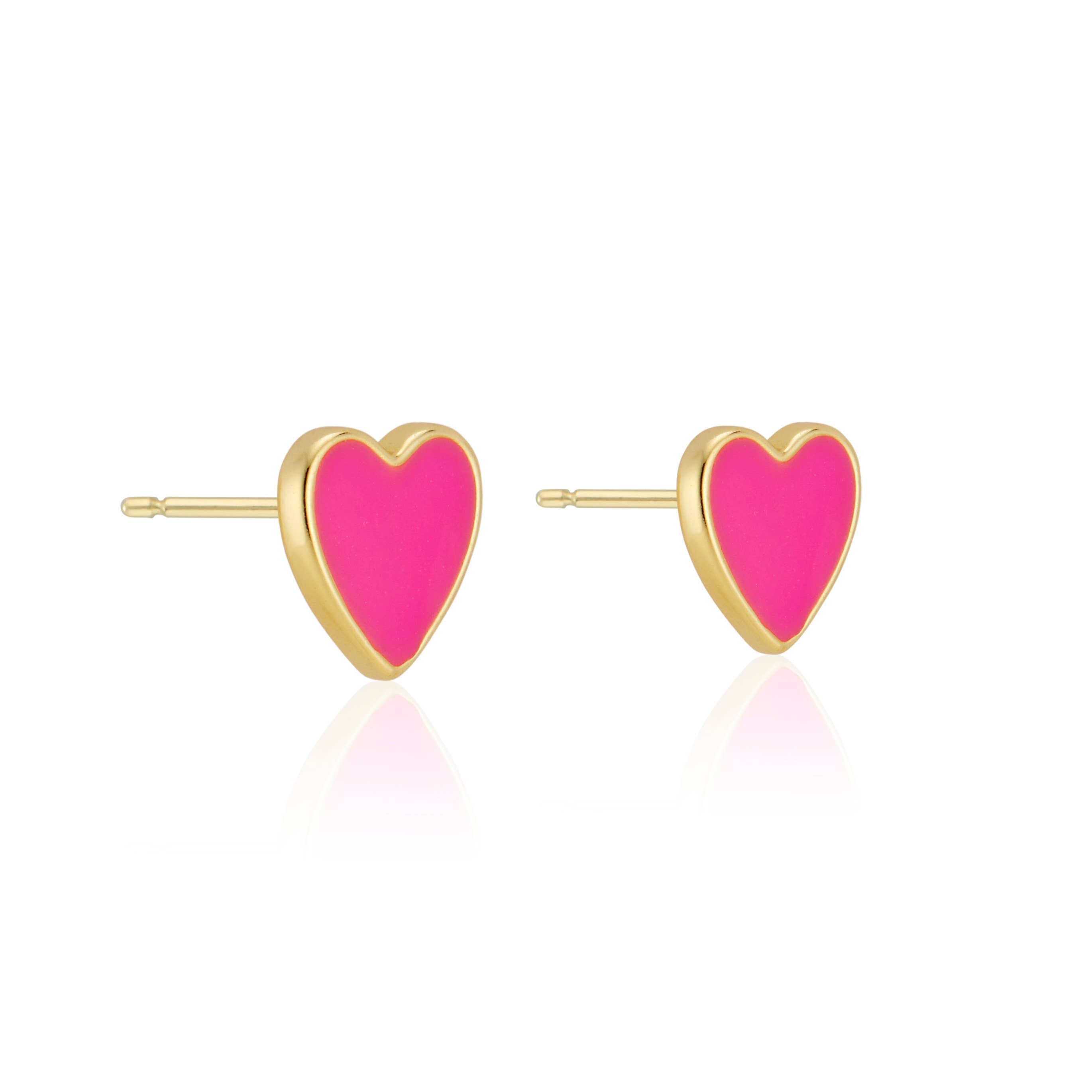 Enamel Heart Studs (variety): Light pink