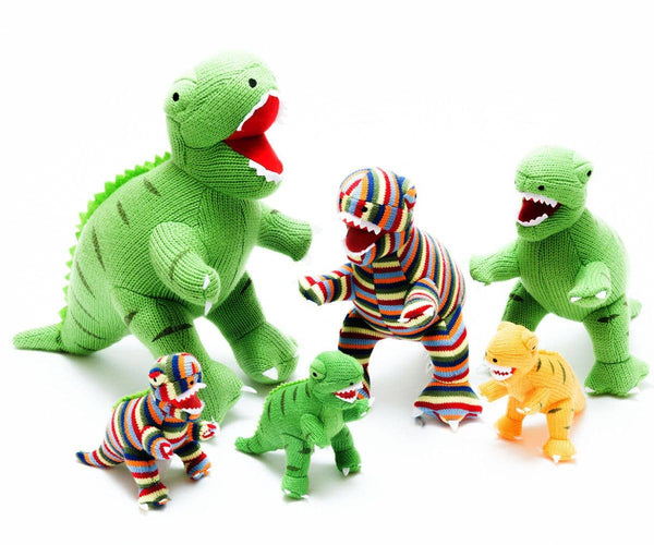 Best Years Ltd - Knitted T Rex Dinosaur Baby Rattle Green