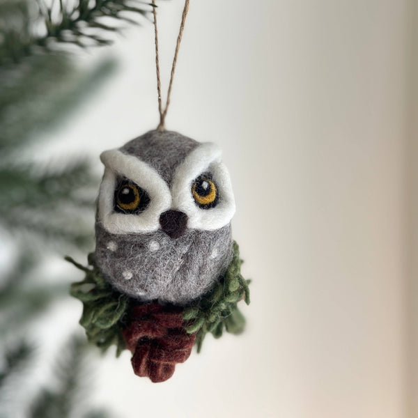 Ganapati - Felt Ornament - Needle Felted Owl