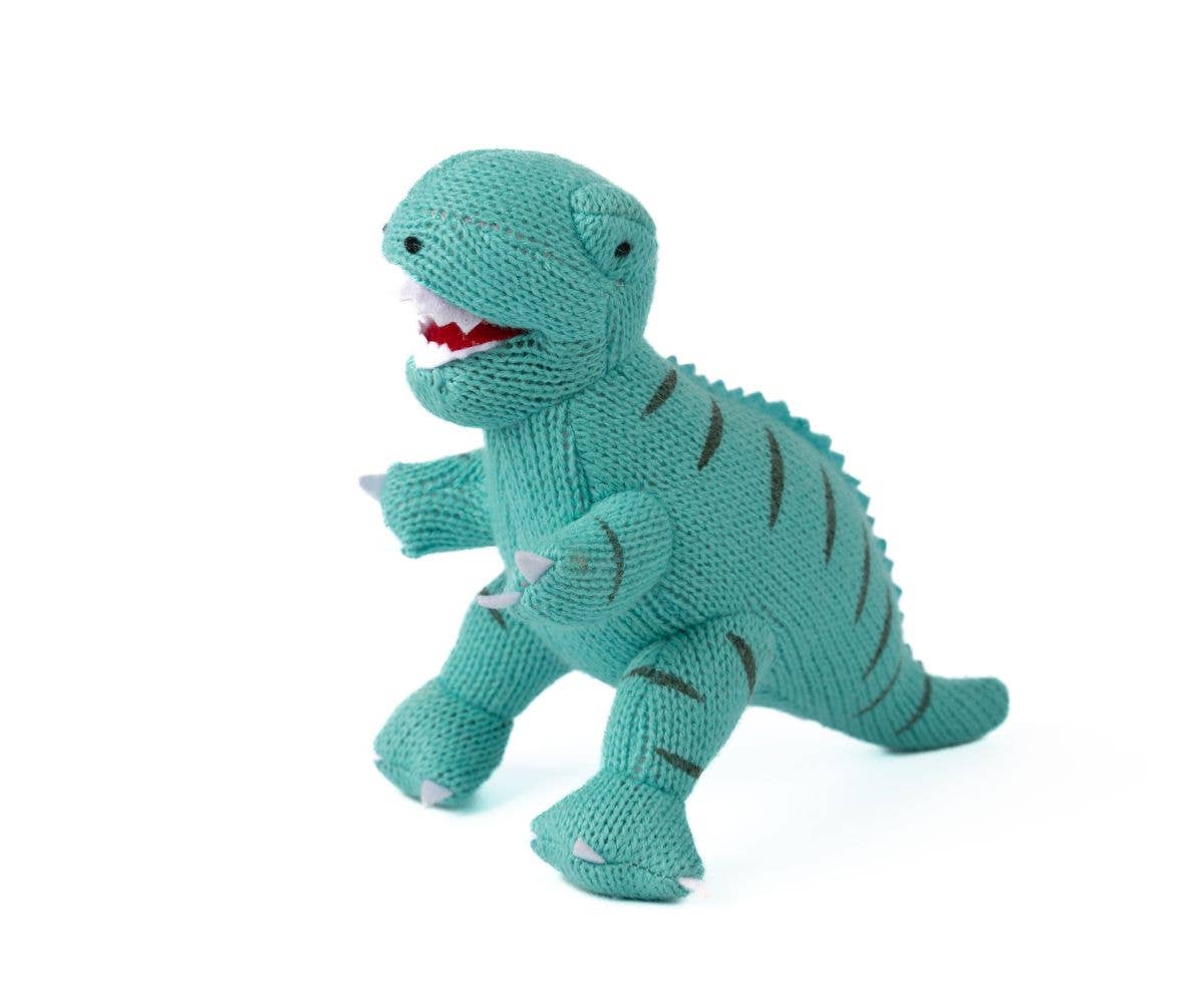 Best Years Ltd - Knitted Ice Blue T Rex Dinosaur Baby Rattle