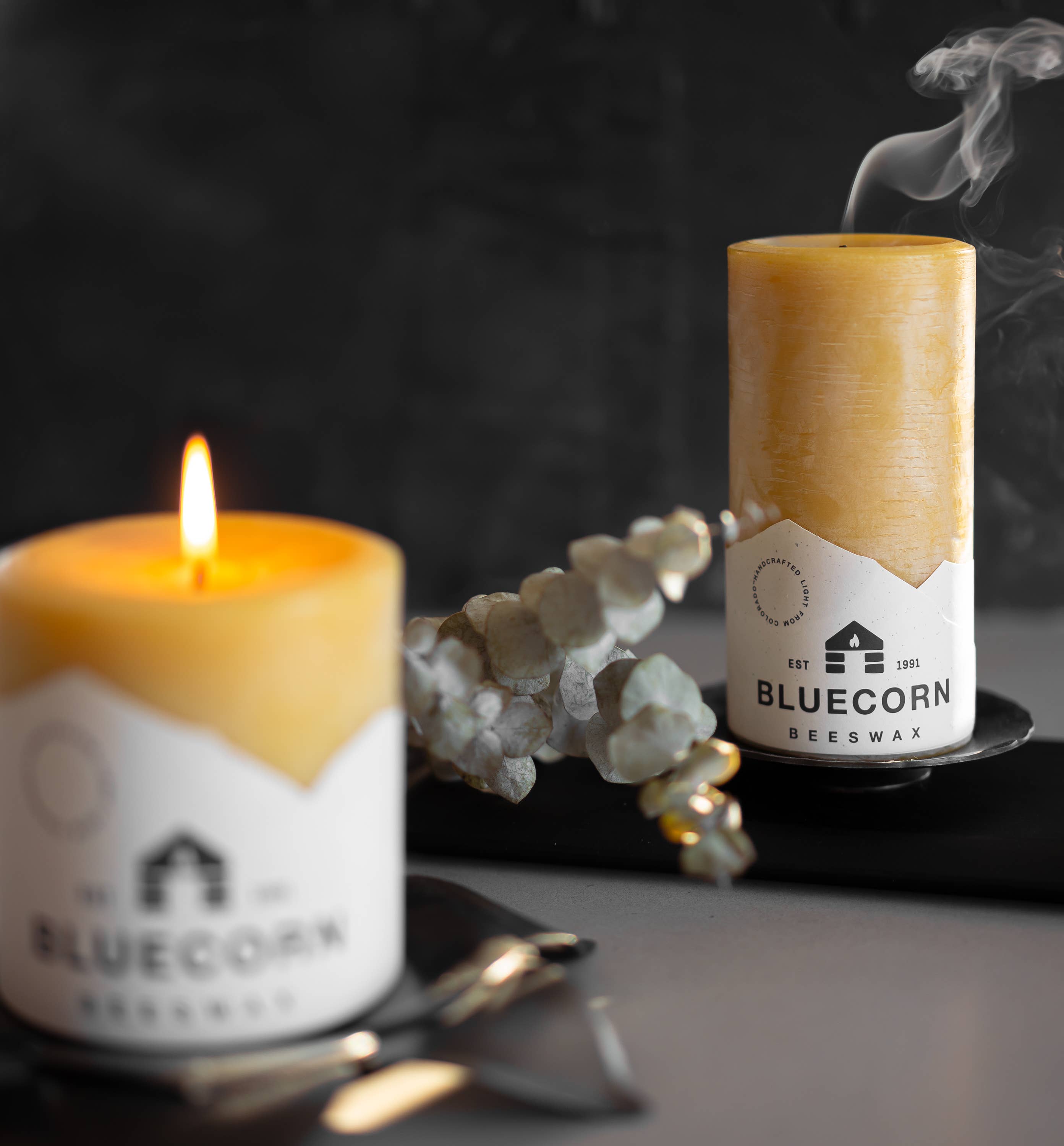 Bluecorn Candles - Scented Beeswax Pillar Candle - Essential Oils, 3x4in