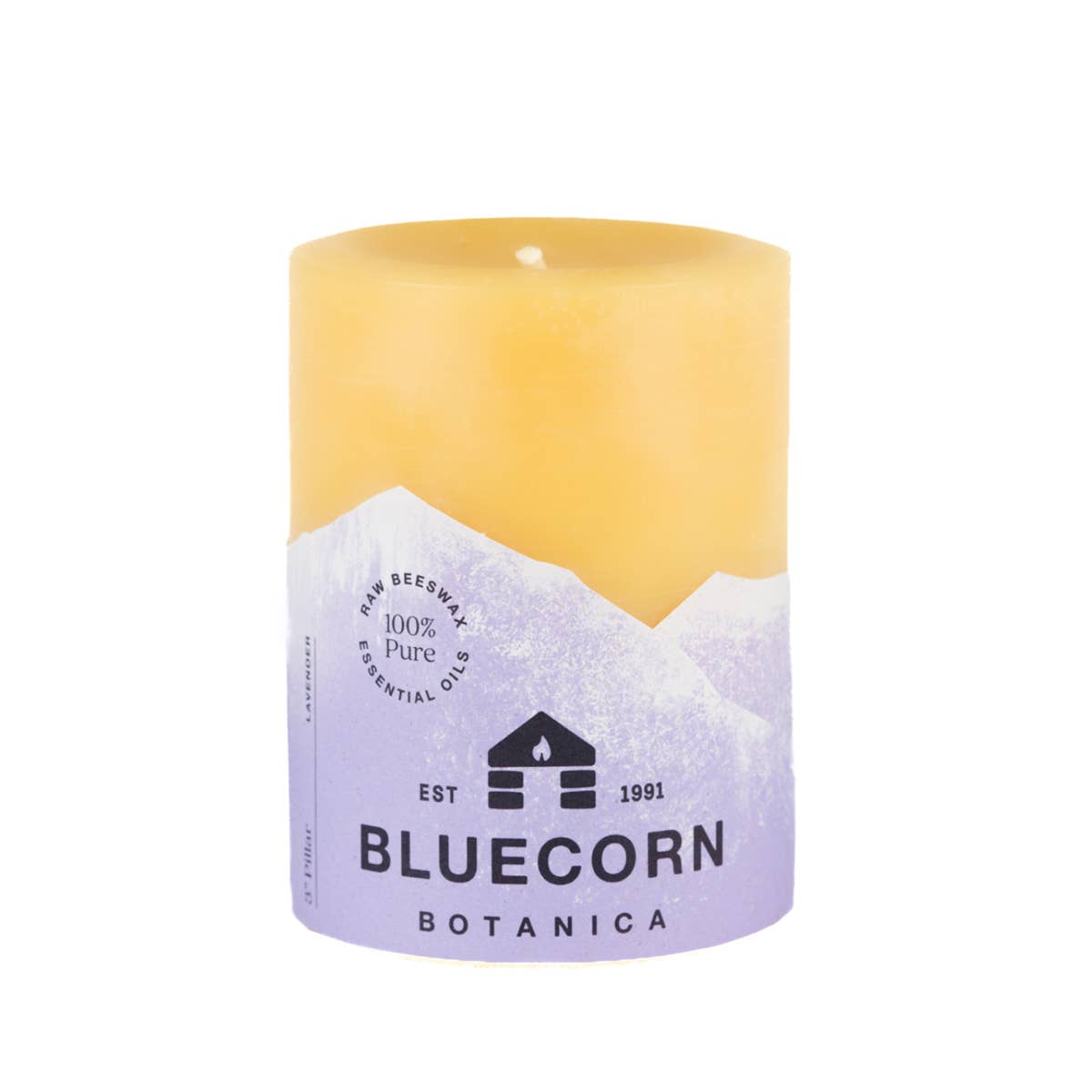 Bluecorn Candles - Scented Beeswax Pillar Candle - Essential Oils, 3x4in