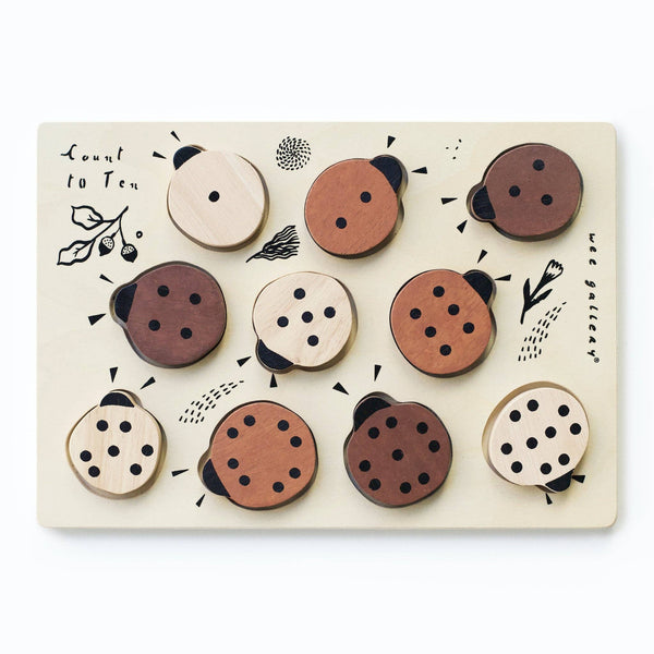 Wee Gallery - Wooden Tray Puzzle - Count to 10 Ladybugs