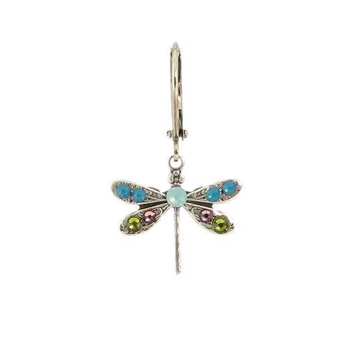 Crystal Dragonfly Earring - Blue/Pink/Green