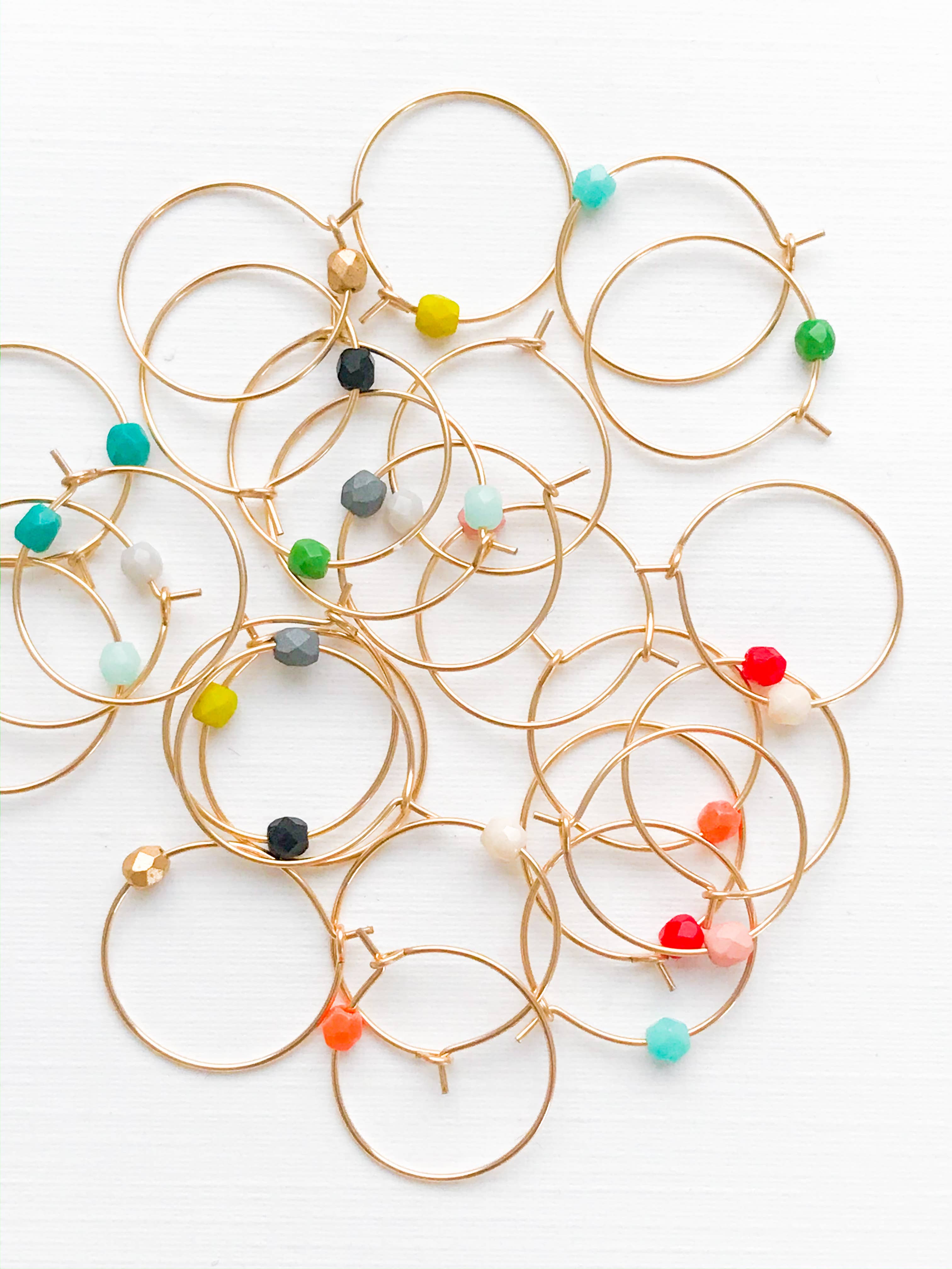 Little Gold Filled Orbit Hoop Earrings Red