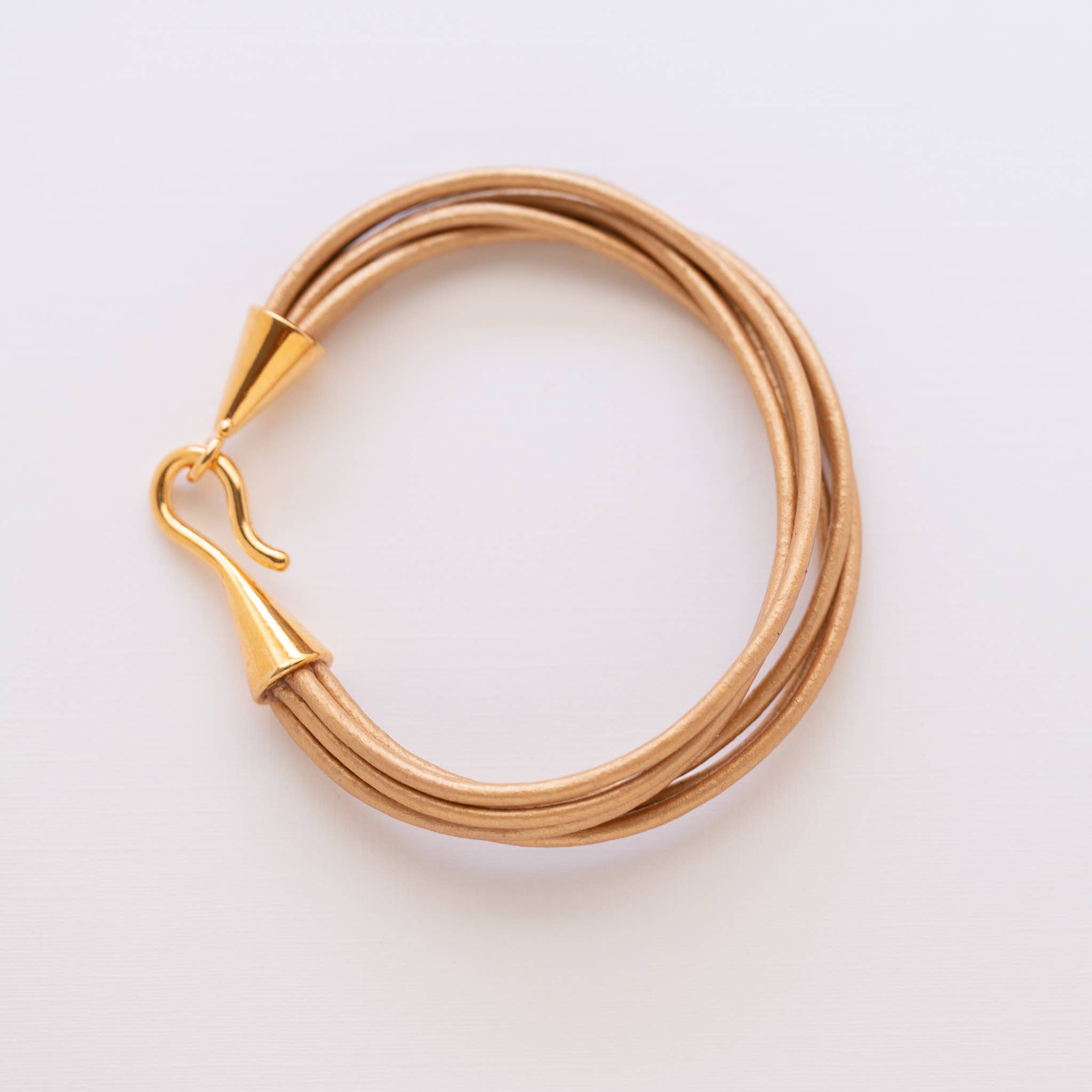Metallic Leather Bracelets Gold