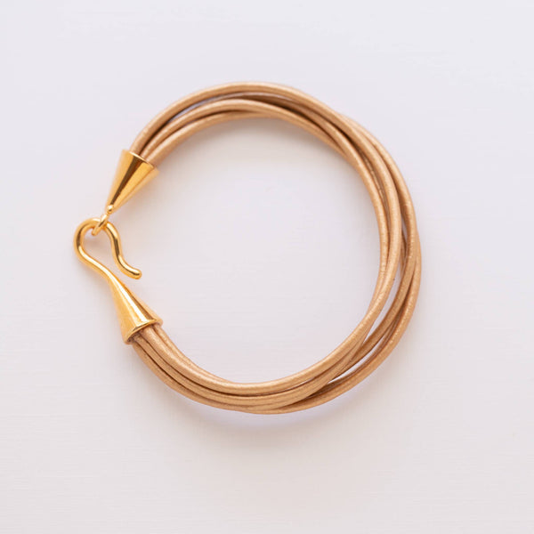 Metallic Leather Bracelets Gold
