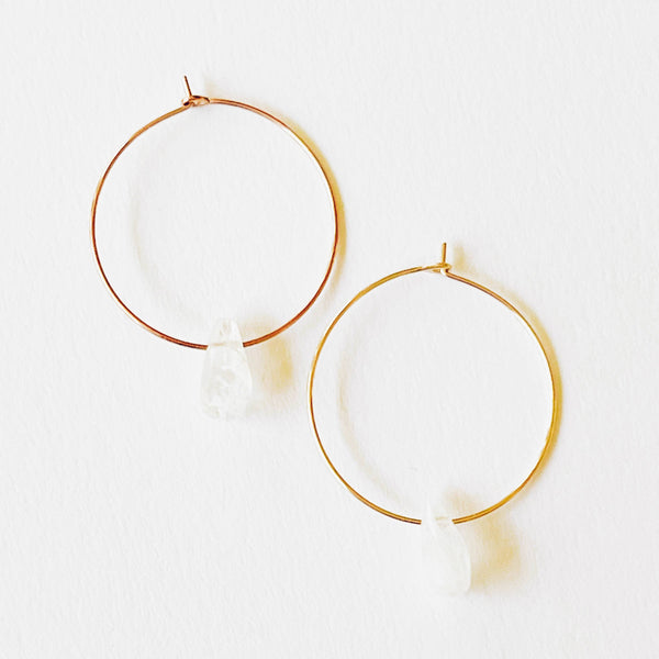 Nest Pretty Things - Gold-Filled Hoops with Moonstones
