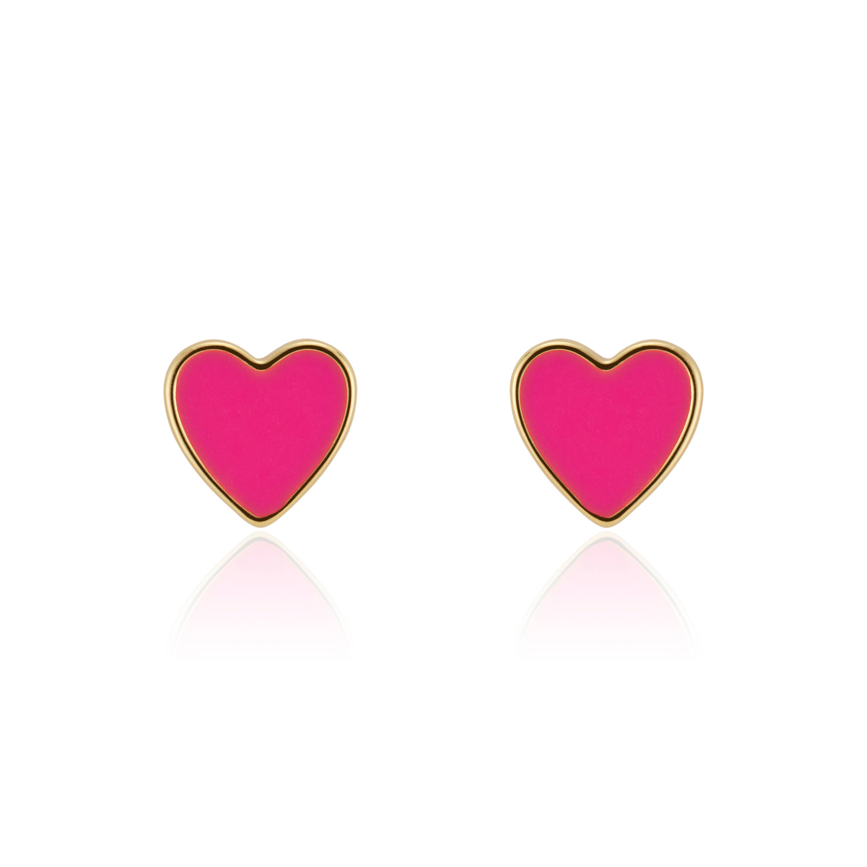 Enamel Heart Studs (variety): Light pink